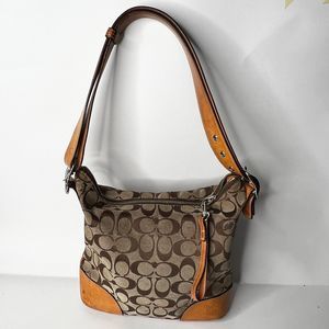 Y2K Vintage Coach Signature Canvas Brown Leather Handbag J2K 6347 Logo Preowned